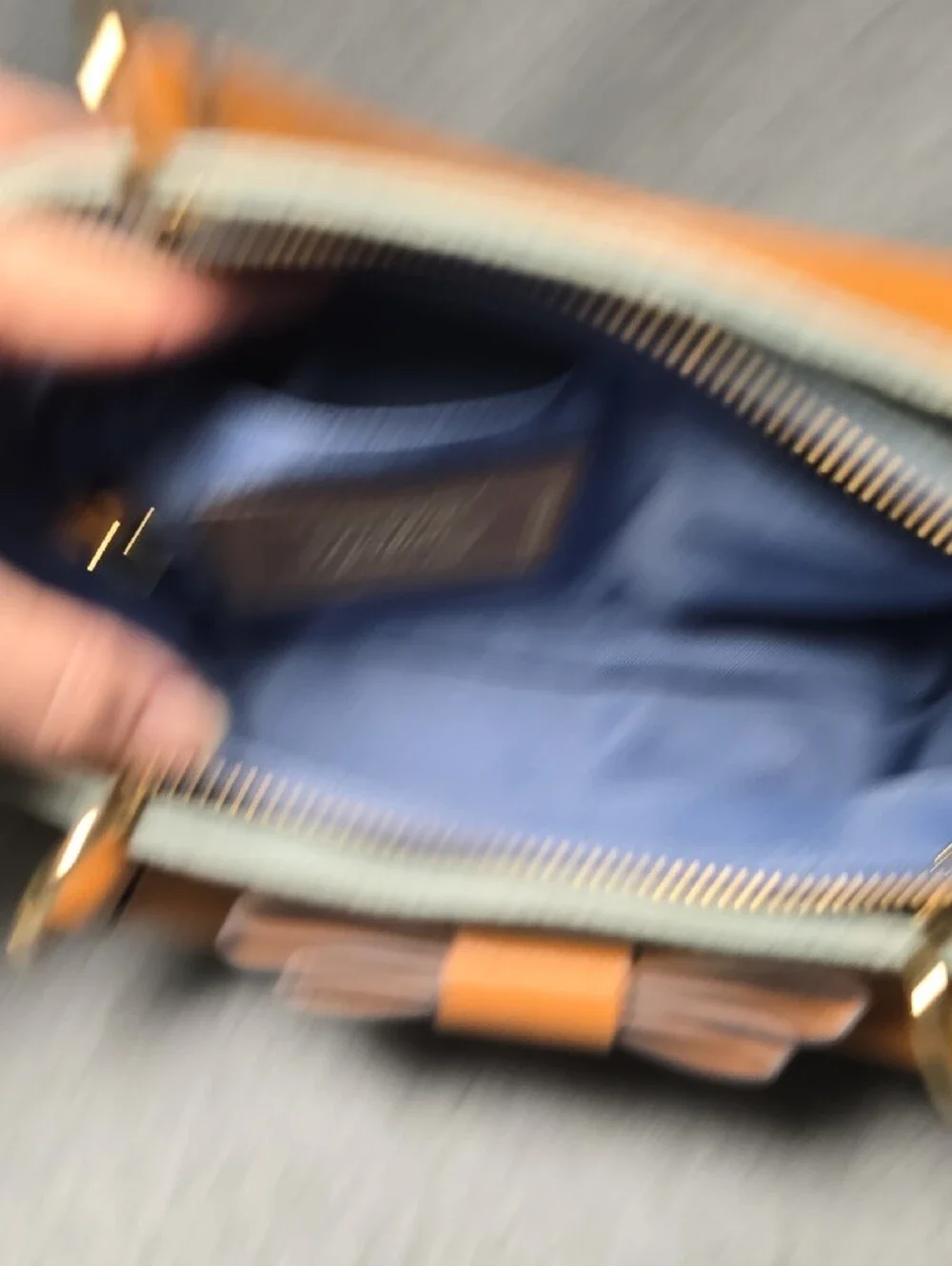 Light Blue Denim & Tan Leather Bow-Trim Satchel